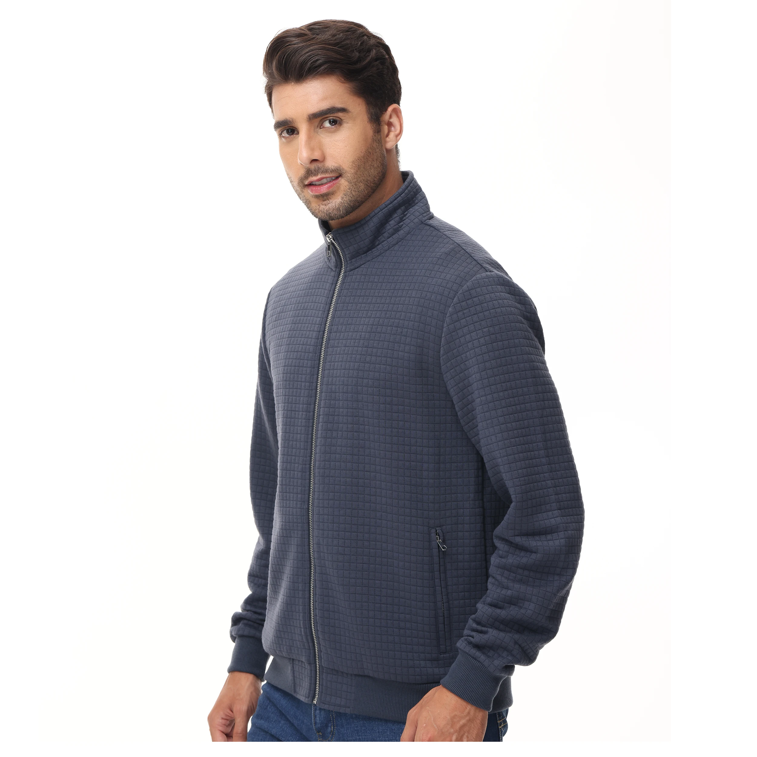 Chaqueta informal con cremallera para hombre, abrigo de calle a la moda, Sudadera con cuello de pie