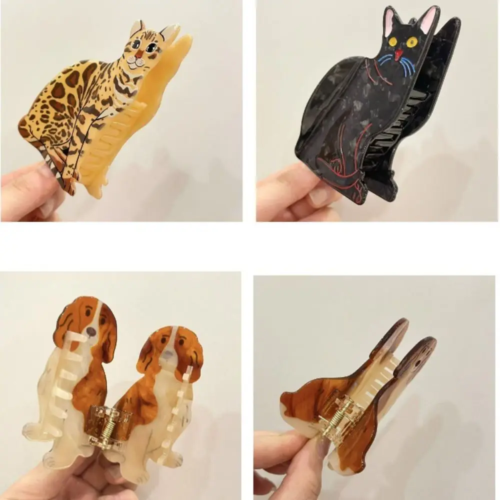 

Cute Acetic Acid Animal Acetate Hair Claw Cartoon Hairpin Cat Hair Clip Korean Style Headdress Dog Shark Clip Female