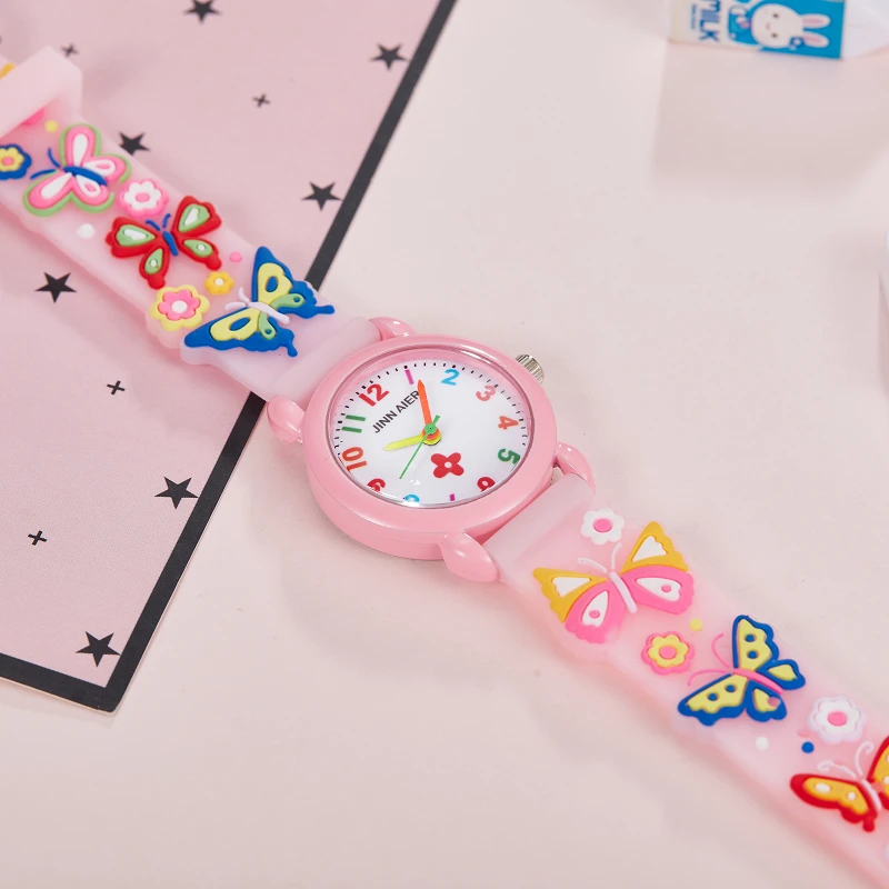 jinnaier famous brand children boys girls cute lovely flowers Butterfly watches girls' Princess bracelet gifts watch waterproof