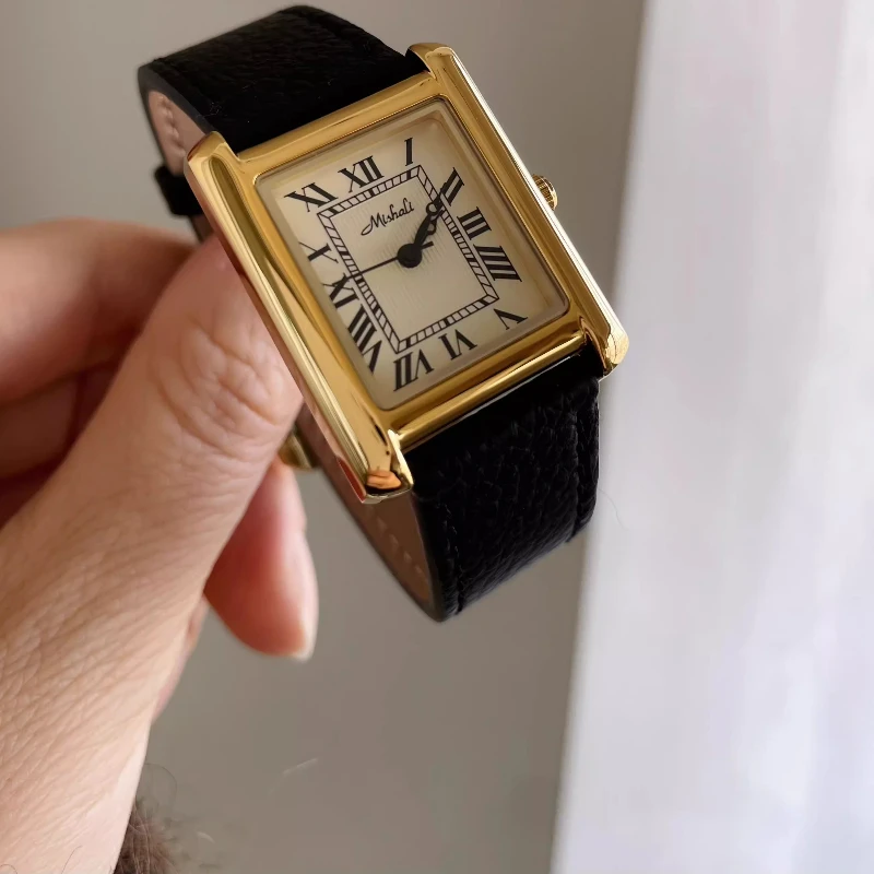 Retro style new fashion luxury women's watch automatic trend waterproof simple student leather quartz watch birthday gift