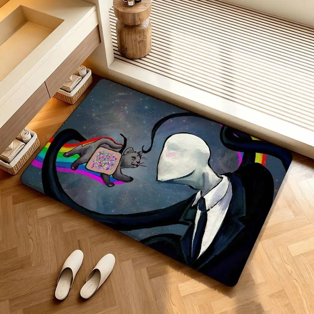 S-Slenderman Creepypasta  Shower Room Absorbent Small Floor Mat Soft Comfortable Decorative Foot Mat
