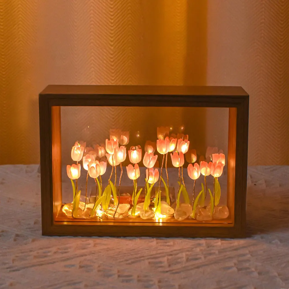 20PCS Tulip Nightlight Handmade DIY Photo Frame Huahai Home Decoration Atmosphere Lamp Valentine's Day Christmas Birthday Gift