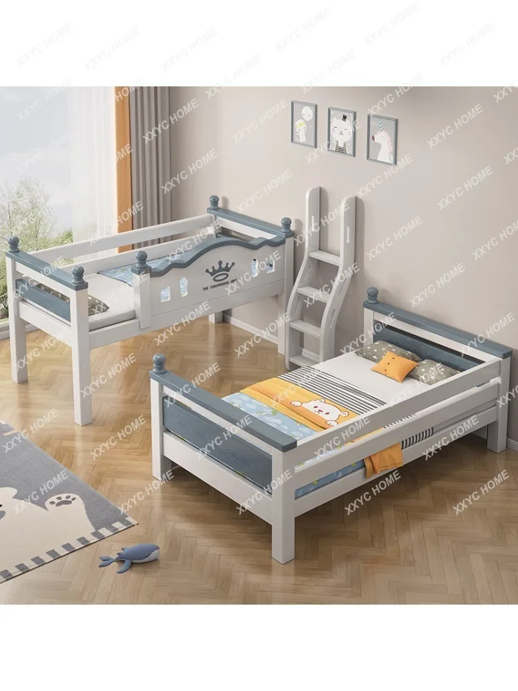 Children's Two-Storey Bunk Bed Small Apartment Upper and Lower Bunk Children's Bed Stair Bed Height-Adjustable Bed