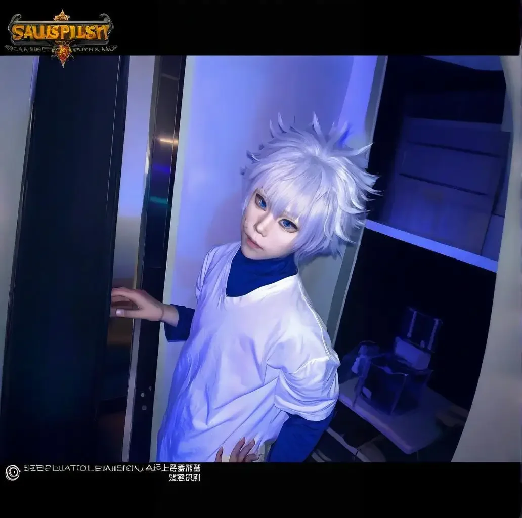 【Wetrose】In Stock Killua Zoldyck Cosplay Costume Hunter Hantaa Kirua Zaoldyeck T shirt Full Set Wig Halloween view 4
