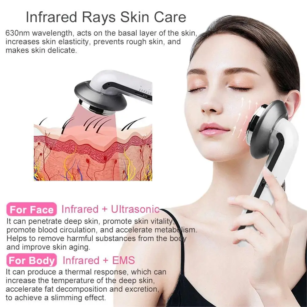 3-in-1 EMS Fat Burning Device - LED & Ultrasonic Body Massager for Home Use, Anti-Cellulite Contouring Beauty Tool
