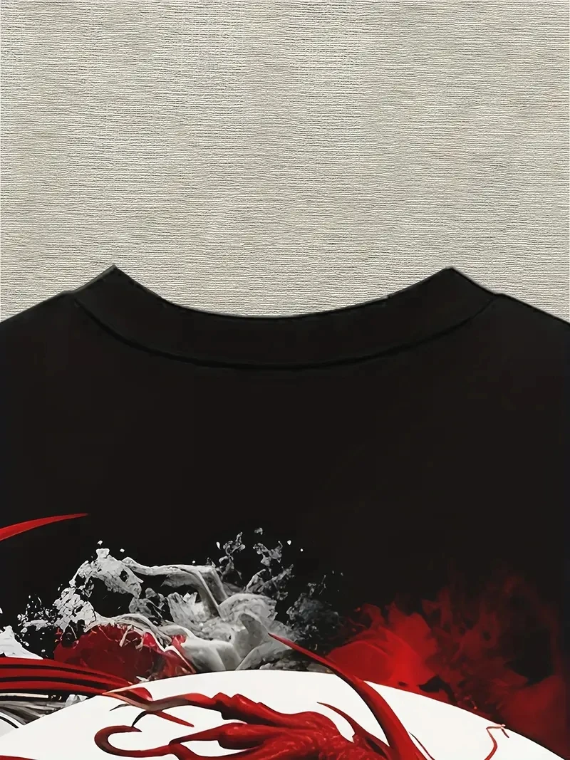 Men's T-shirt plus size 3D printed casual loose and fashionable short sleeved T-shirt, soft, comfortable and breathable