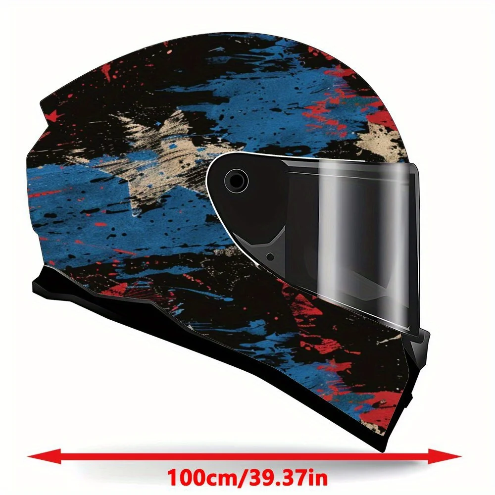 Star rays ink dyed flag pattern, black and red color matching, star theme graphic motorcycle helmet decal, vinyl graphic decal,