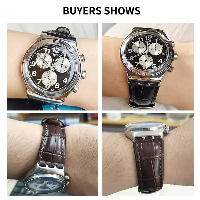 23mm Genuine leather Silicone Watch band For Swatch YOS440 449 401G 447 448 IRONY watchband Men's Frosted texture Soft Straps