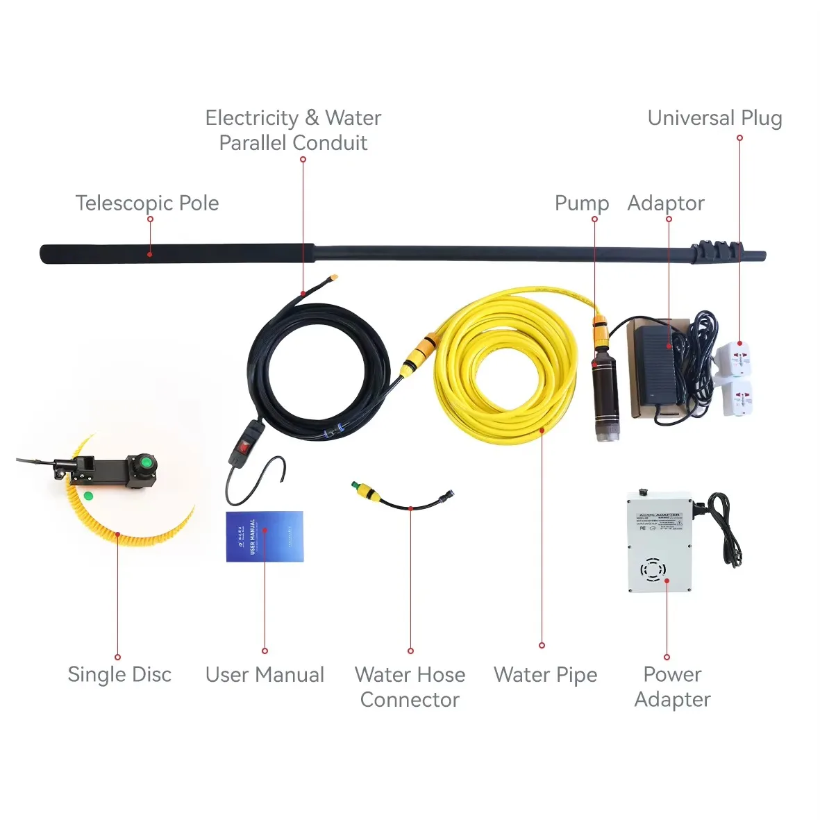 Single ed Electric Solar Panel Cleaning Brush with Nylon Bristles Eco-Friendly Photovoltaic Panel Cleaning Tool