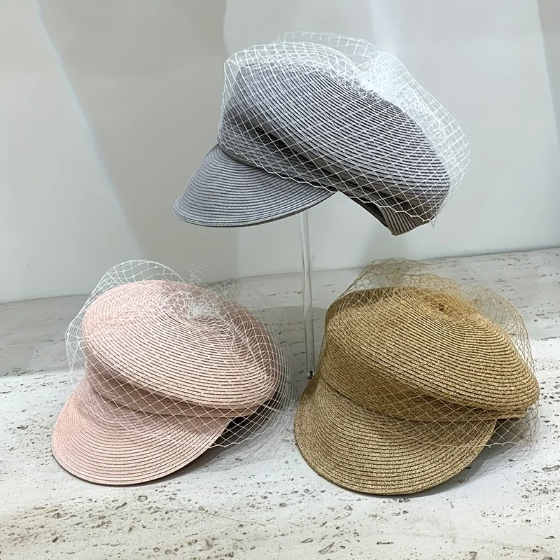 

Spring/summer classic casual pleated breathable beret for women Sunshade sunblock all-match big head skirt face small hat