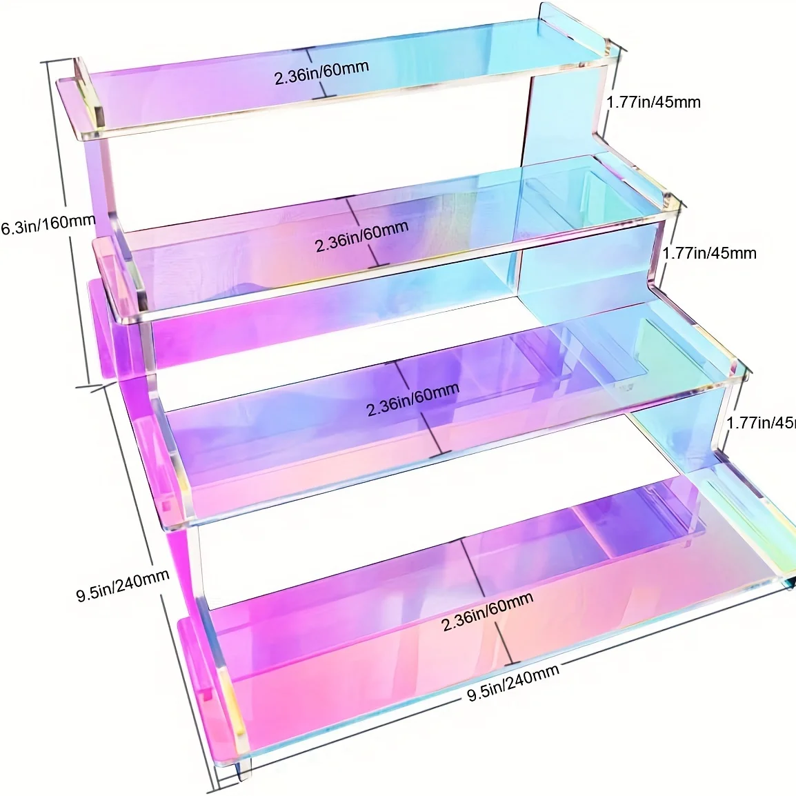 Colorful Transparent Acrylic 4-Layer Ladder Display Shelf Jewelry Cosmetics Perfume Doll Storage Rack Party Cake Dessert Holder