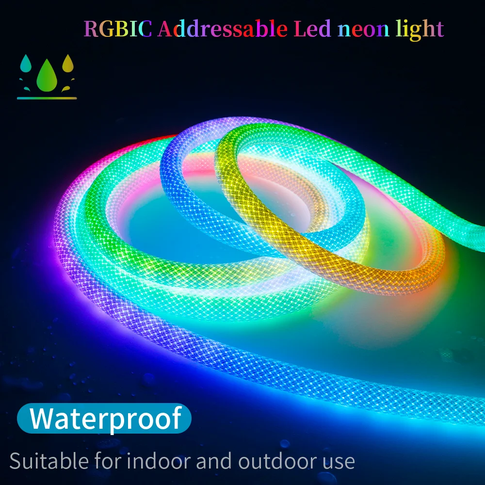 

WS2811 Individually Addressable Led Neon strip Reticulate WS2812 RGBIC soft Tube Silicone light lamp with 28key Controller Kits