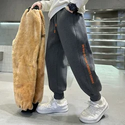 Boys Lambswool Thick Pants Teenager Padded Plush Velvet Sports Trousers Kids Warm Snow Clothing Children Winter Cotton Pants
