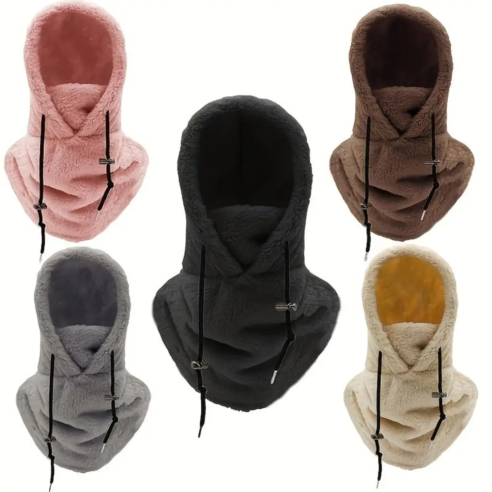 Fashion Plush Sherpa Hood Ski Mask Windproof Keep Warm Winter Cycling Cap Thickened Fleece Balaclava Hat for Outdoor Sports