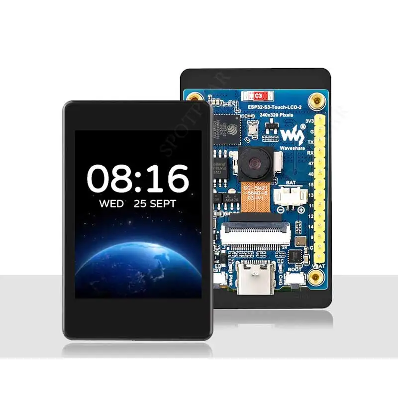 Placa de desarrollo de cámara LCD ESP32 S3, pantalla de 2 pulgadas, puerto de batería, Sensor LVGL/QMI8658/HMI para Arduino