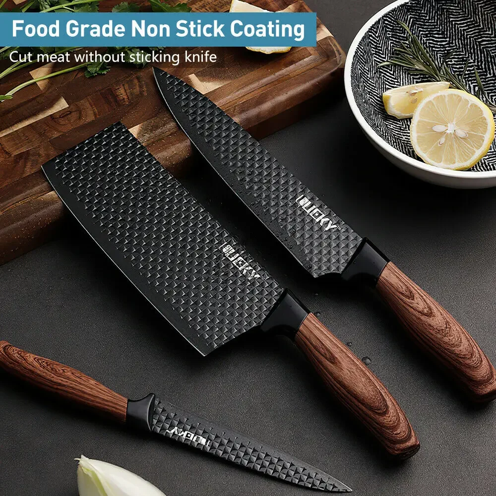 Gift Case Kitchen Knife Set Stainless Steel Forged Chef Knife Scissors Ceramic Peeler Carving Paring Knife Cleaver Kitchen Tools