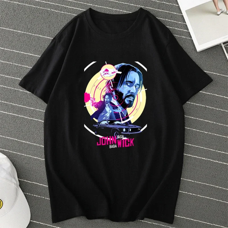 Summer New Classic Action Movie Protagonist John Wick Printed Men and Women Simple Fashion T-Shirt Harajuku Loose Short Sleeve