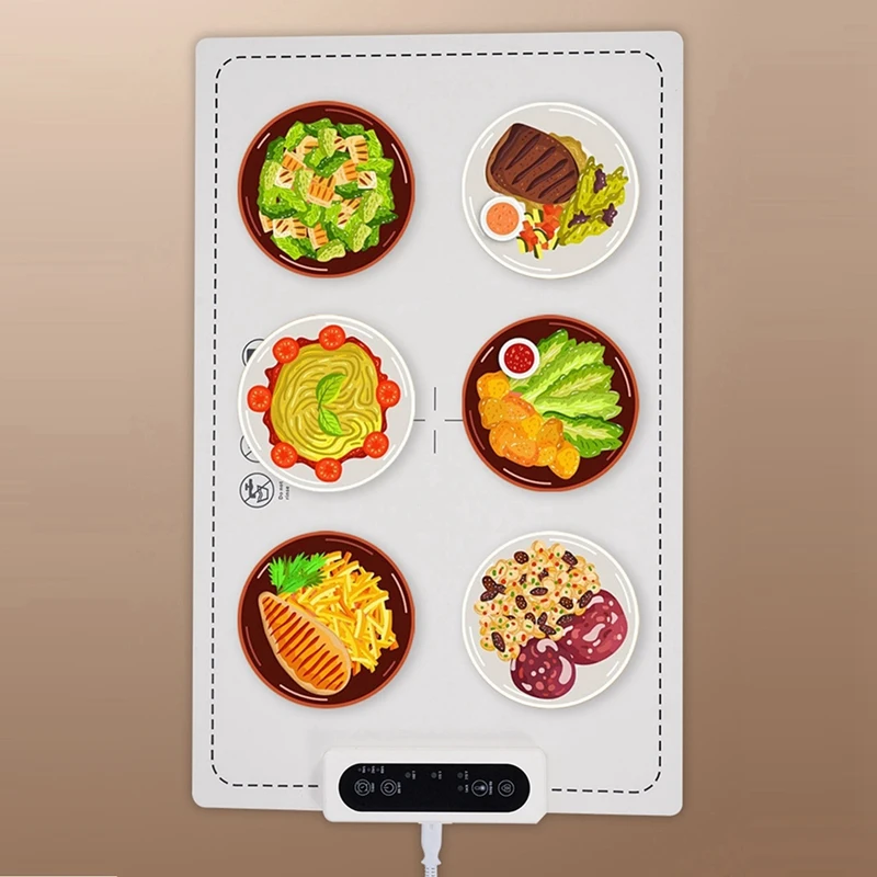 MAKE-placa caliente de mesa doméstica de silicona Flexible plegable, almohadilla calefactora de alimentos de temperatura ajustable de 3 velocidades enchufe estadounidense