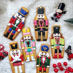 Christmas Nutcracker Solider Cookie Cutters and Stamps Plastic Christmas Cake Decoration Baking Tools DIY Fondant Biscuit Mould