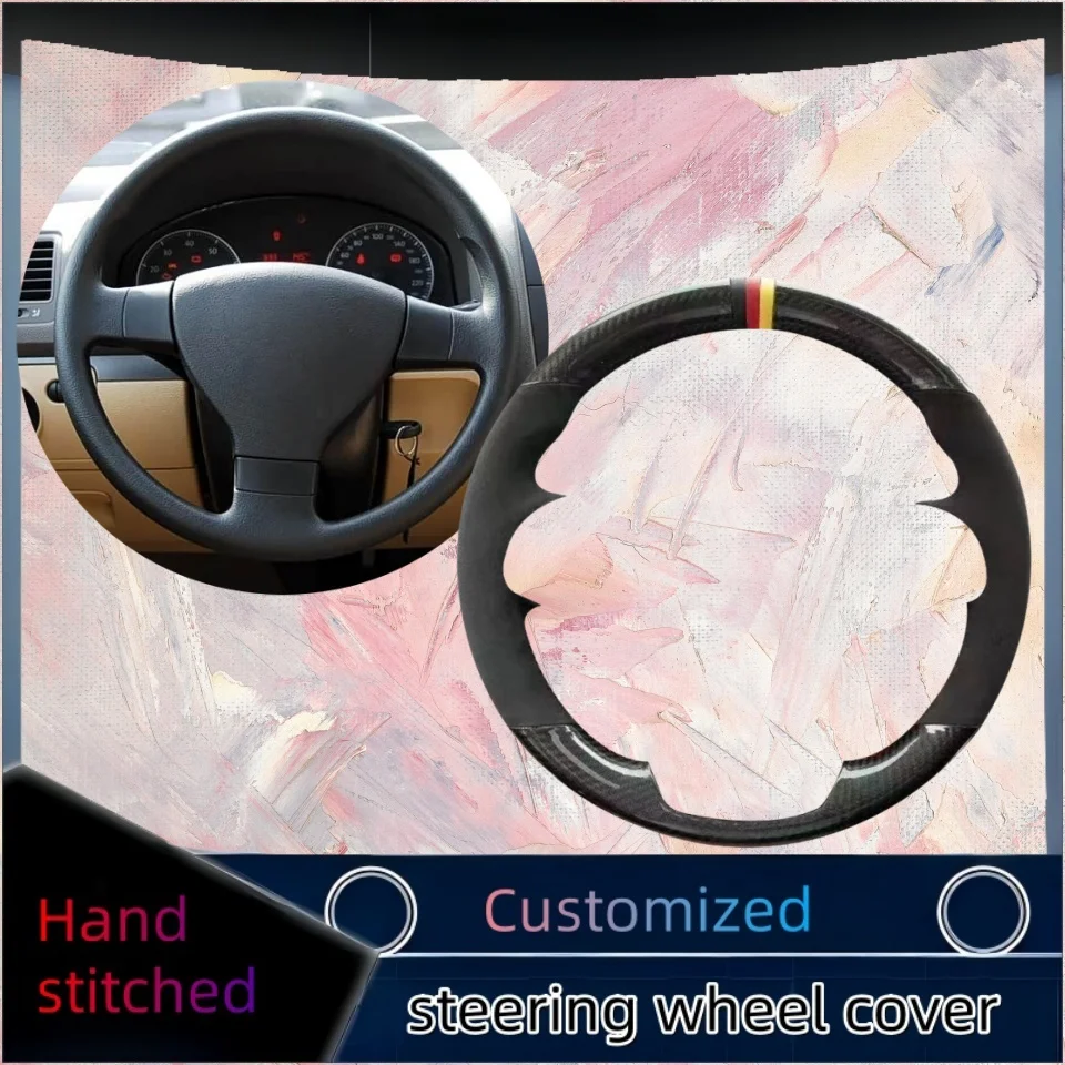 

Hand-stitched Car Steering Wheel Cover For Volkswagen Golf 5 Mk5 VW Passat B6 Jetta 5 Mk5 Tiguan 2007-2011 Carbon Fiber