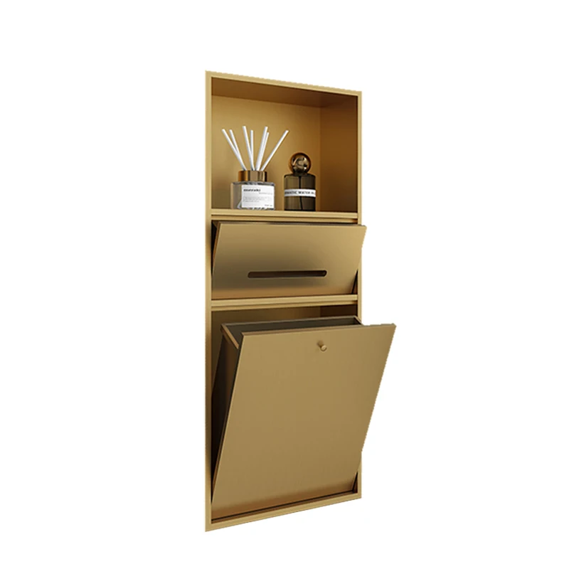 Rack Cabinet Toilet Trash Can Niche Stainless Steel Recessed Shelf Toilet with Door Toilet Brush Bathroom Tissue