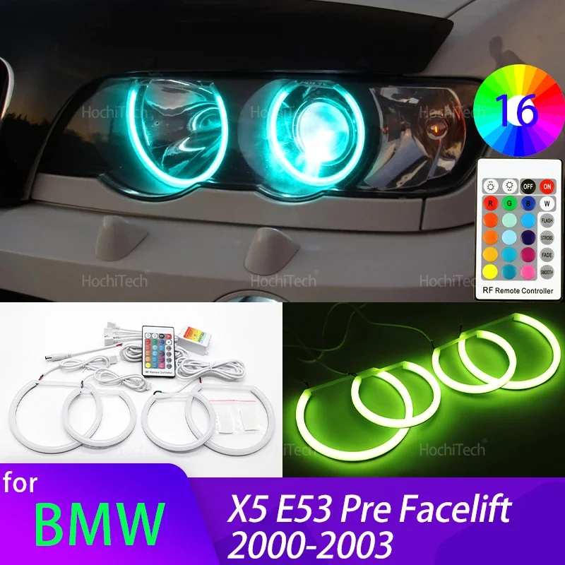 

Для BMW X5 E53 Pre Facelift 2000 2001 2002 2003 аксессуары Высокое качество 16-цветный RGB хлопок светодиодные кольца «ангельские глазки» дневного света