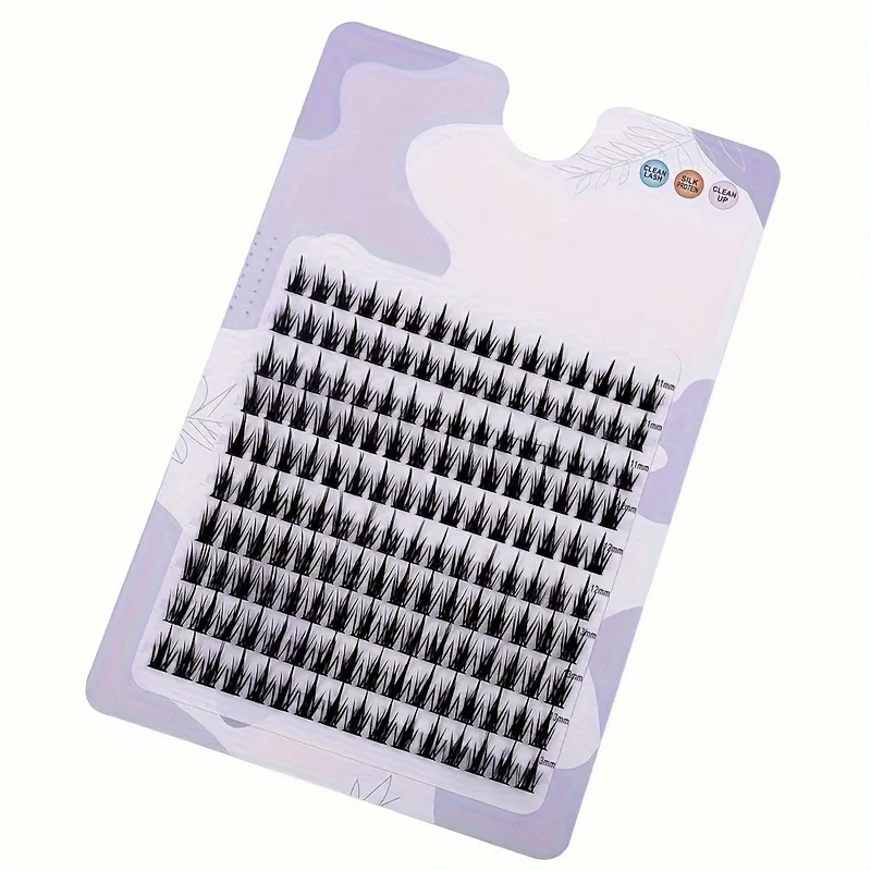 160 Pcs Wheat-Ear Shape Fake Eyelashes Fine Stem, DIY Eyelash Extension, Thick Segmented Clusters, Grafting Lashes Makeup Tool