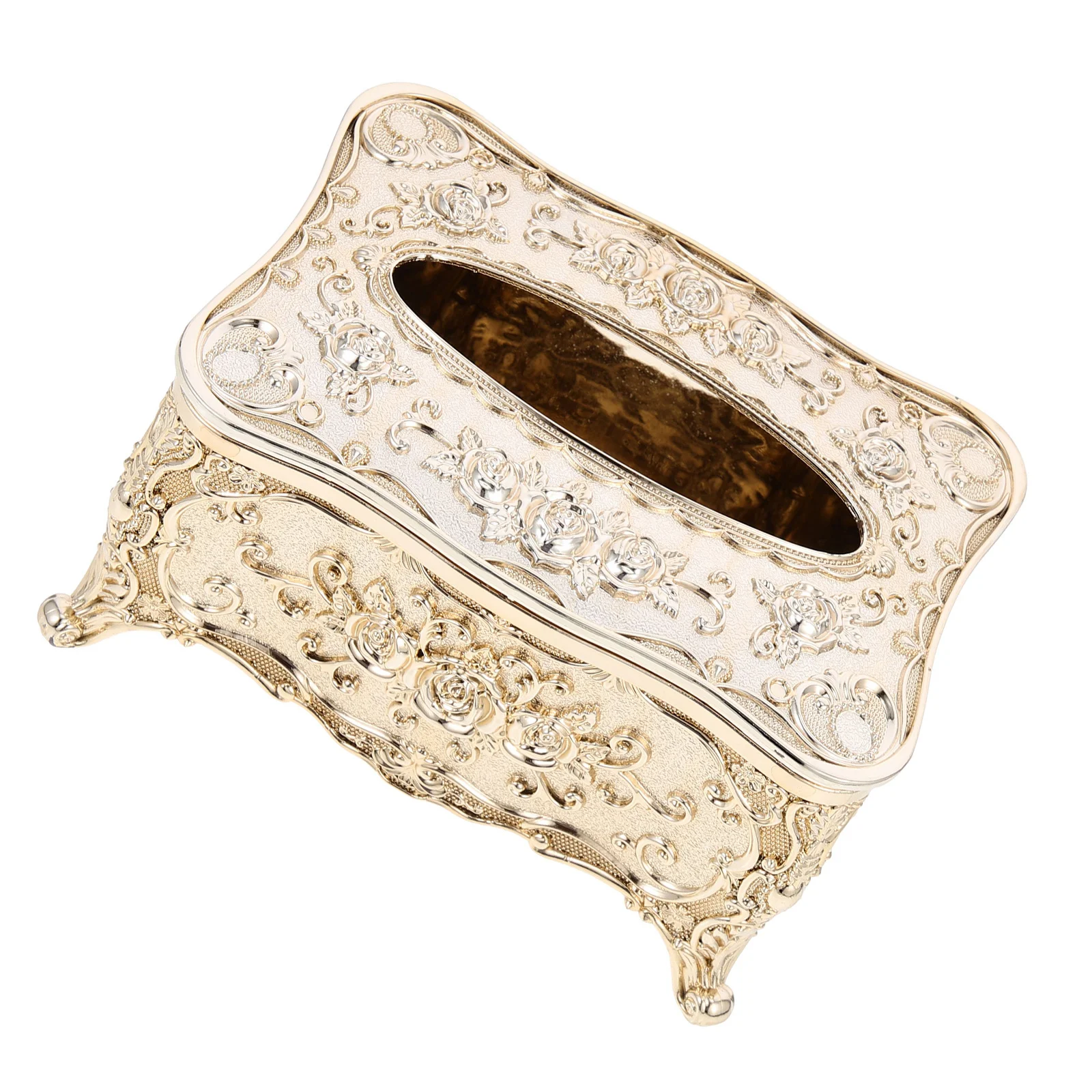 

Gold Plated Tissue Box Retro Acrylic Paper Towel Holder Napkin Organizer Office Home Bedroom Decoration