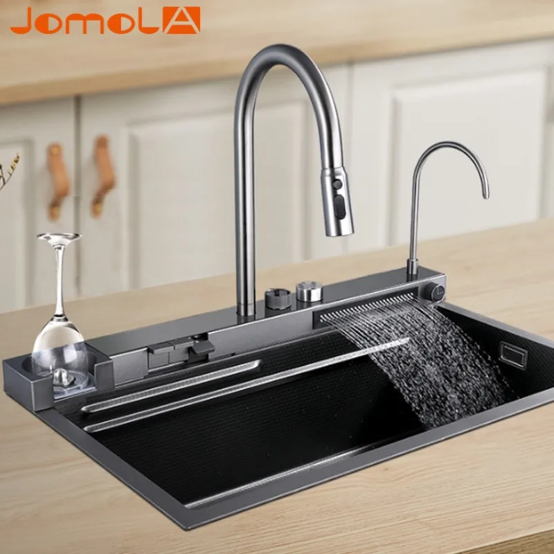 New Style Whale Fly Rain 304 Stainless Steel Kitchen Black Sink With Multi-function