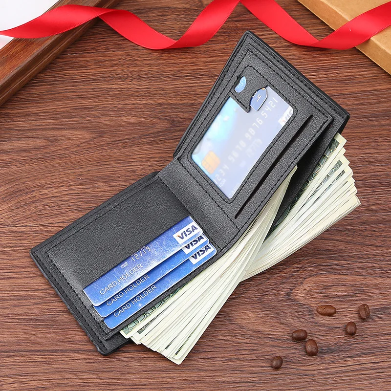 Fashion PU Leather Men's Wallet Bi-Fold Short Coin Purses RFID Anti-Theft Money Clips Business Bank ID Credit Card Holder