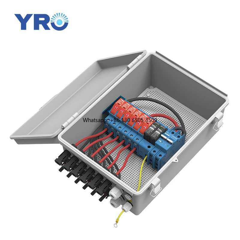 Waterproof IP65 DC Junction Box 550V 1000V 6 String in 1 Out Solar Combiner Box for PV Array Solar Panel on off Grid System
