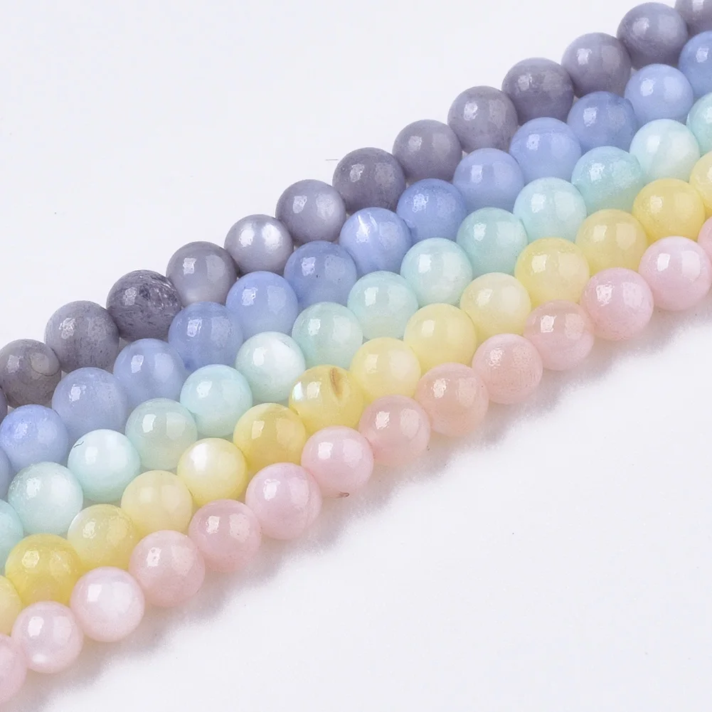 10 Strands Natural Freshwater Shell Dyed Beads Round Shape Loose Beads For Multiple Colors  Handmade Bracelet Jewelry Making