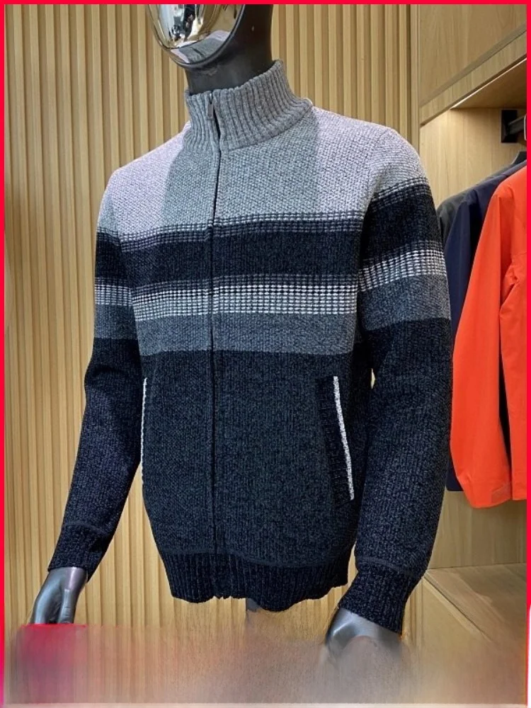 

Soft And Smooth Knitted Baseball Collar Jaet for Men Long Velvet Interior Autumn Winter New Sle Ele Faion Polyester...