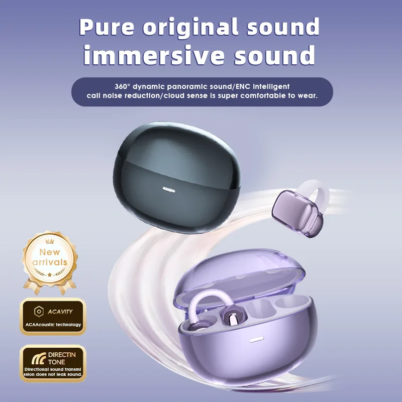 

Open Style Ear Clip Earphone Comforrable Wear Light Weight Long Battery Life Stereo Sound Touch Control Sport Earphone