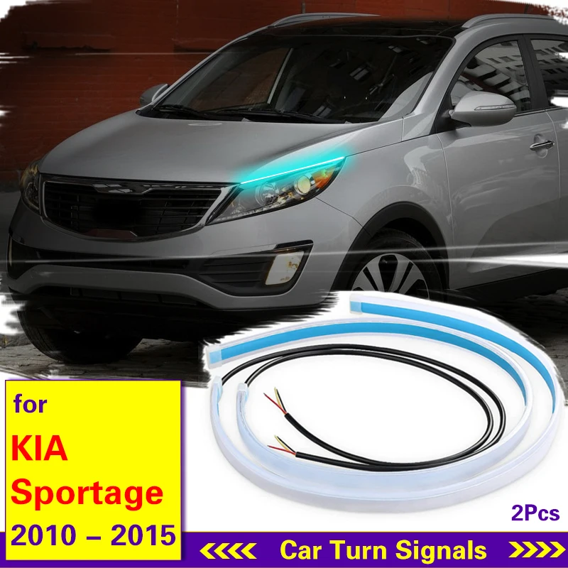 

For Kia Sportage SL 2010-2015 Daytime Running Light Strip Waterproof Led Signal Light Headlight DRL 12V Start-Scan Flow Lamp