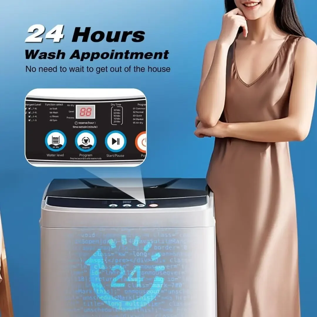 Appartement Wasmachine, 17.7 Lbs Automatische Wasmachine Met 10 Waspromgram En 8 Waterstanden