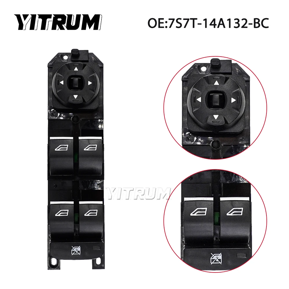 YITRUM 7S7T-14A132-BC 7S7T14A132BC Auto Window Control Switch Glass Button For Ford Mondeo MK4 S-MAX GALAXY 2007 2008-2011 2012