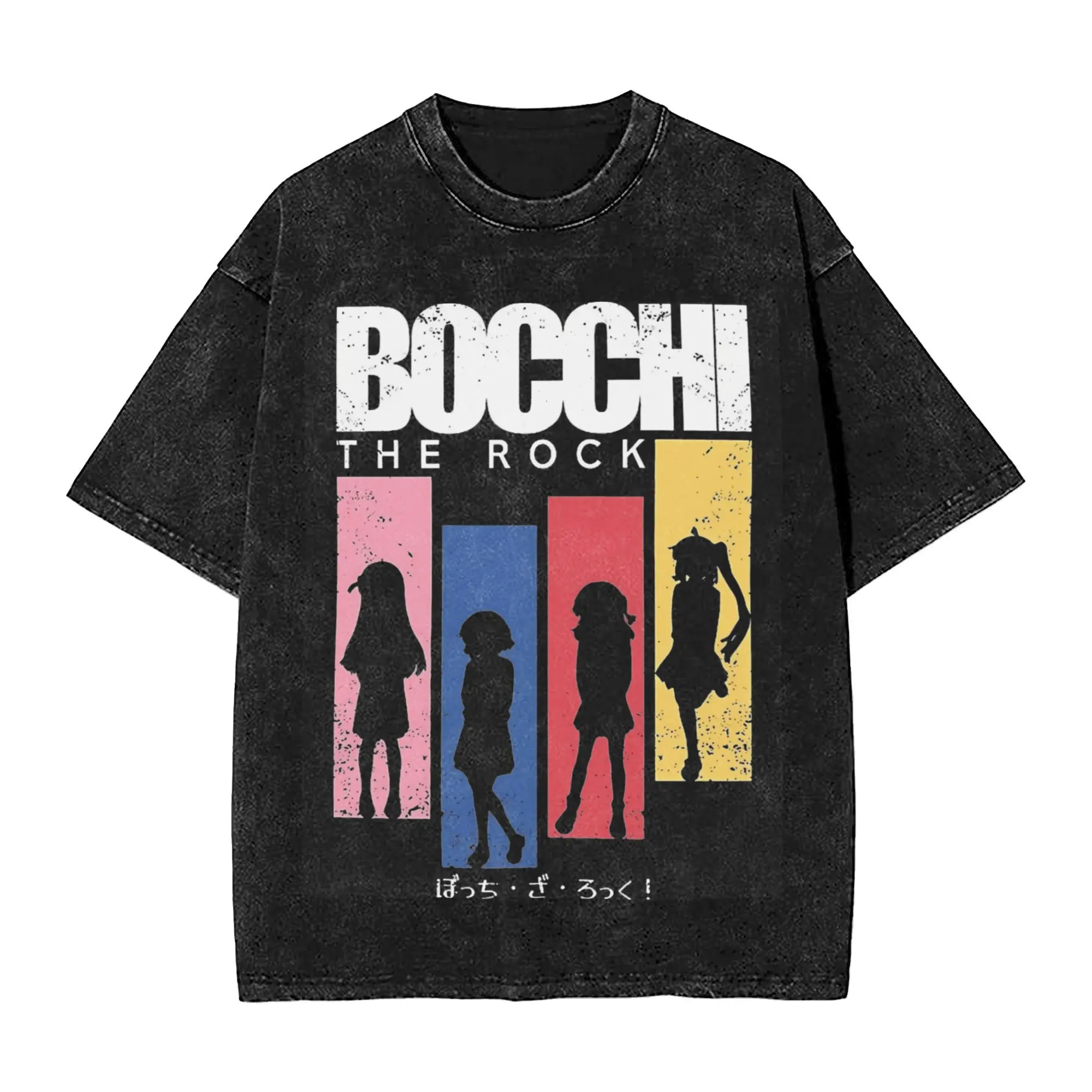 Bocchi The Rock Kessoku Band Washed T Shirts Streetwear Hip Hop Vintage T-Shirt  Tees for Men Women Short Sleeve Harajuku