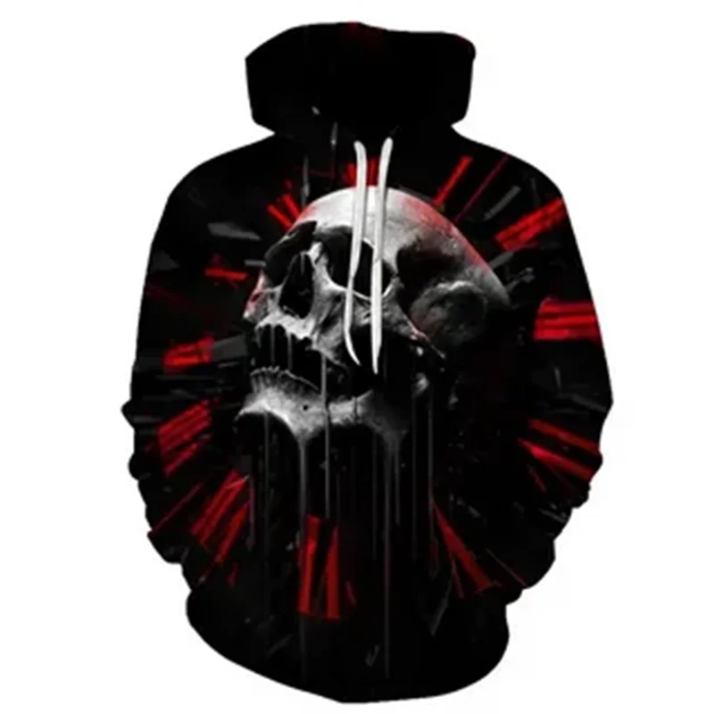 Men Hoodies Punk Skull 3D Printing Fashion Skeletor Y2k Long Sleeve Pullover Autumn High-quality Casual Goth Streetwear Oversize