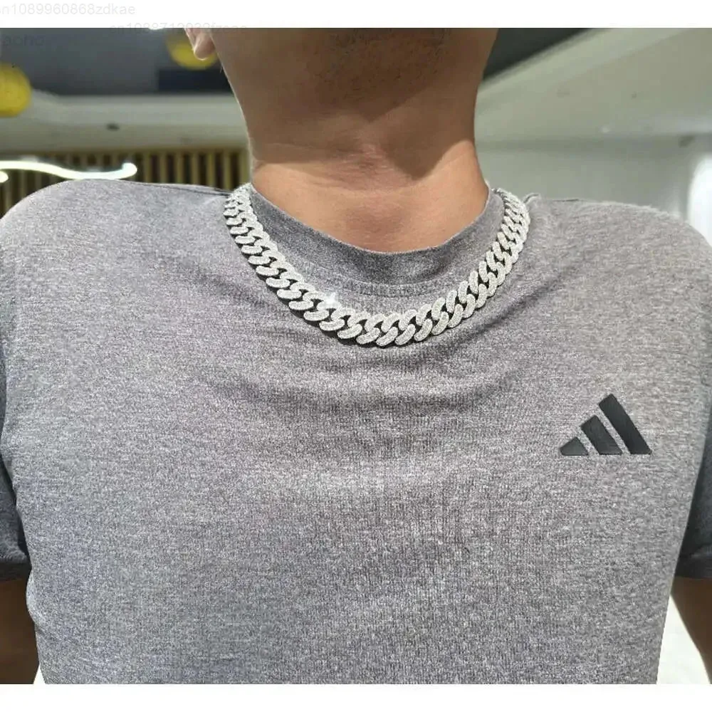 

Hand Crafted Baguette Cut Cuban Link Chain Vvs Moissanite 16mm Sterling Silver Ice Out Cuban Link Chains for Men