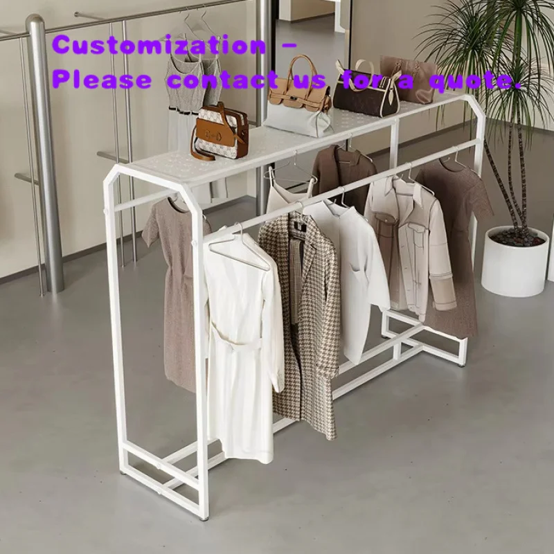 

custom.Nakajima Children's Clothing Store Floor Display Rack Double Row Metal Shelf Wind Style Bedroom Balcony Drying Rac