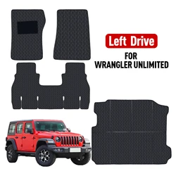 Custom car floor mat for Jeep Wrangler Unlimited 4door 2018-2024 Full Carpet Cover Non-slip Interior Protector Accessories parts