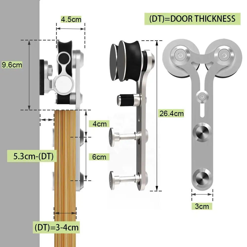 Imagem -05 - Ccjh- Sistema de Porta Deslizante Adequado para Única Porta tipo y Rolo Cabide Barn Door Hardware Kit 6ft 66ft Aço Inoxidável