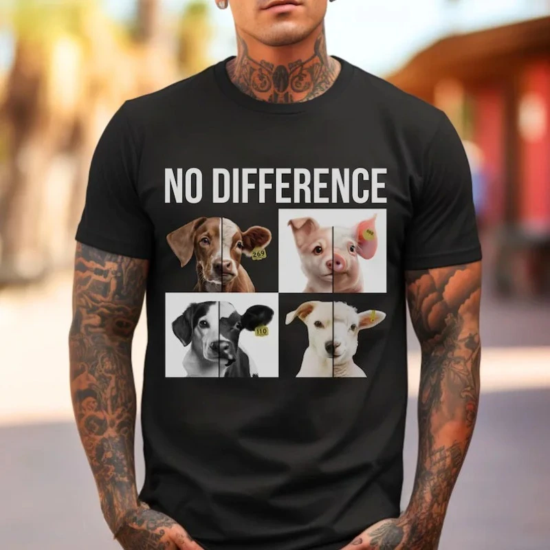 Camiseta novedosa vegana con estampado de animales para hombre, camiseta de algodón para mujer, camiseta holgada de verano con cuello redondo, ropa informal de calle, camiseta divertida de Harajuku
