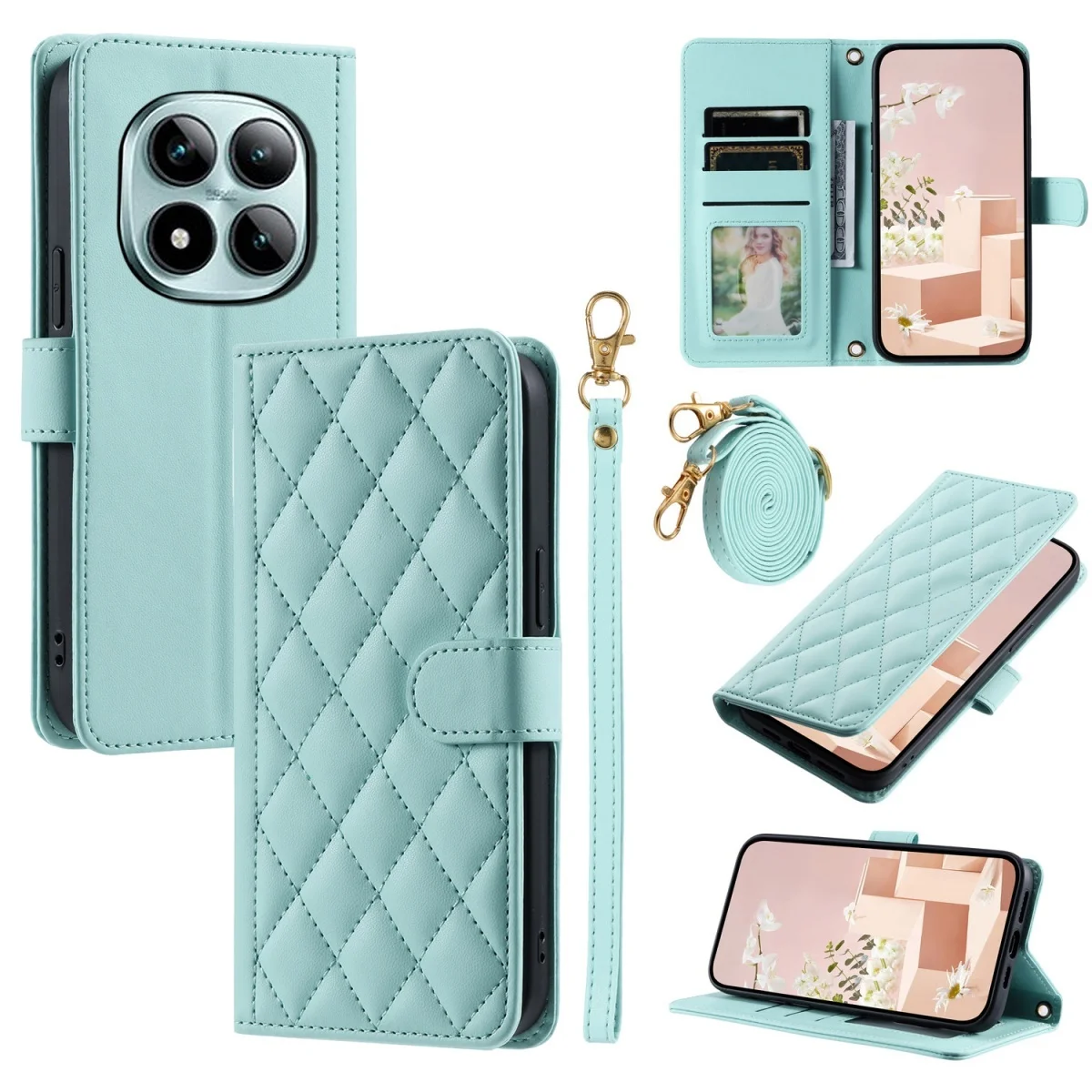 Étui de téléphone avec sangle de poignet et porte-cartes pour Xiaomi Redmi Note 15 Pro Plus 14 13 Pro 5G 4G, housse de protection en cuir
