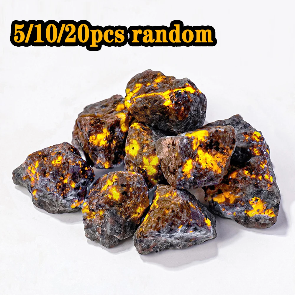 5/10/20pcs Random Flame Stone Crystal UV Reaction Luminescence Natural Rough Rolling Fountain Rock Decorative Crafts