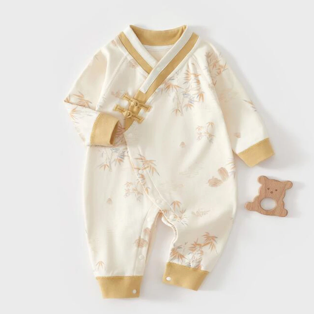 

Baby Rompers Long Sleeve 100% Cotton Spring Autumn V-Neck Newborn Clothing Chinese Style Unisex Baby Jumpsuits For Boys Girls