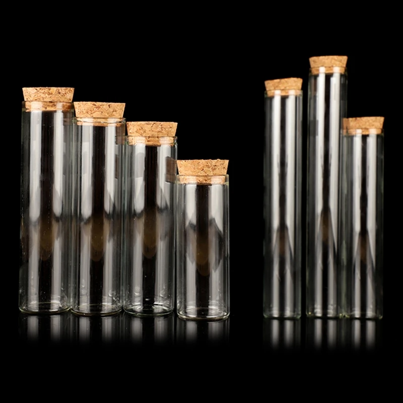 หลอดทดลองแก้วที่มีจุกไม้ก๊อกสำหรับการทดลองทางวิทยาศาสตร์เกลืออาบน้ำและการจัดเก็บขนมพรรคตกแต่งบ้าน
