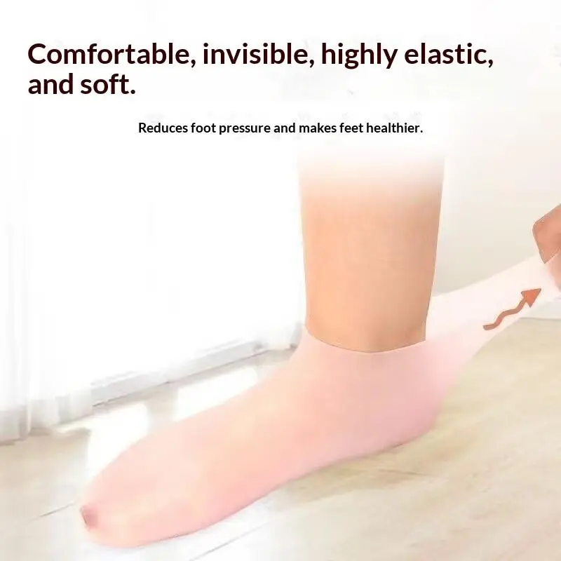 1 Paar Fußpflege-Massage-Socken, elastische Silikon-Fußsocken zur Feuchtigkeitspflege, für trockene, rissige Füße, zur Erweichung und zum Peeling. – Detail 6