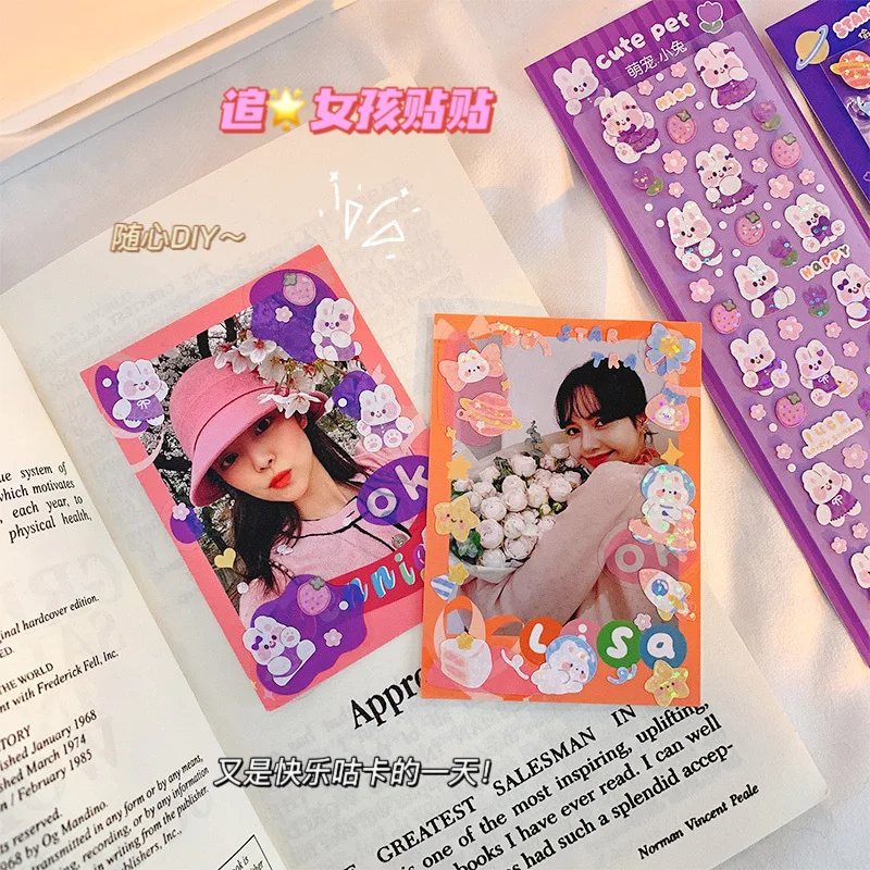 Originale Laser Bling Cartoon Flower Sticker per Scrapbooking fai da te decorare Sticker per Card Journal Laptop Photo Album Decos